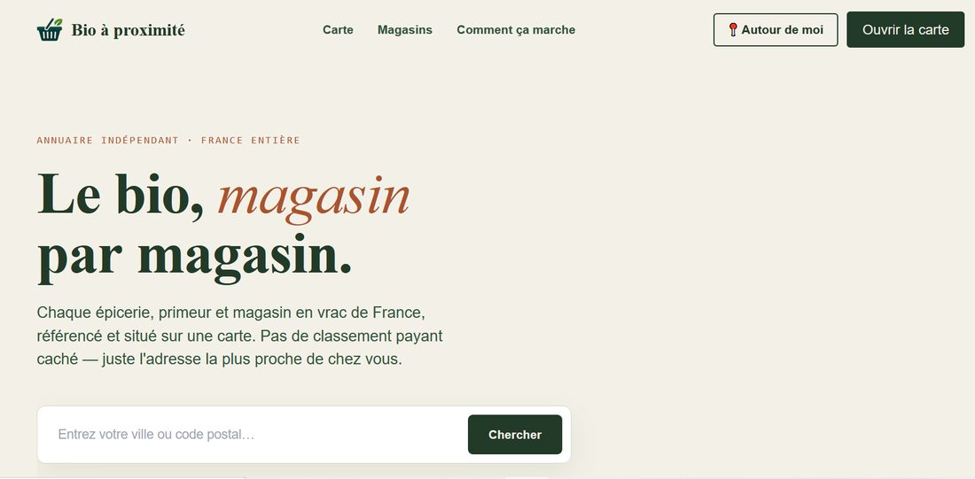Capture d'écran du site bioaproximite.fr